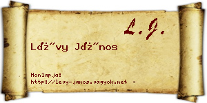 Lévy János névjegykártya